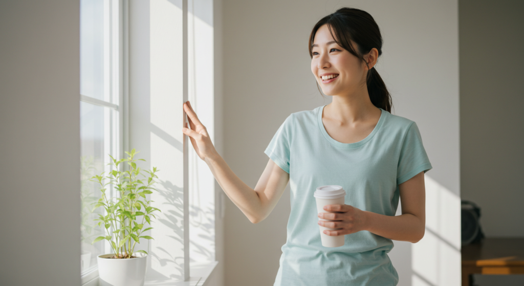 幸せで自信に満ちた女性の写真