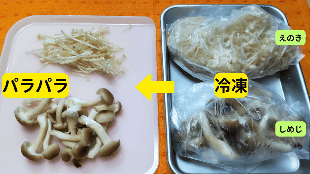 きのこ類パラパラ冷凍