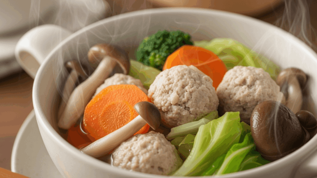 野菜たっぷり！鶏だんごの生姜スープ