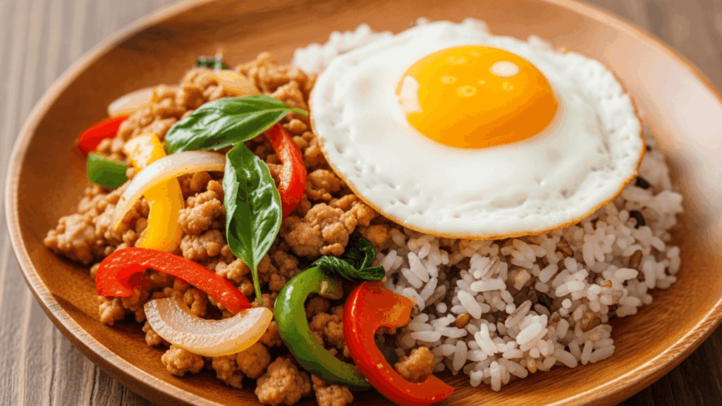 ご飯が進む！ヘルシー鶏むねガパオライス風